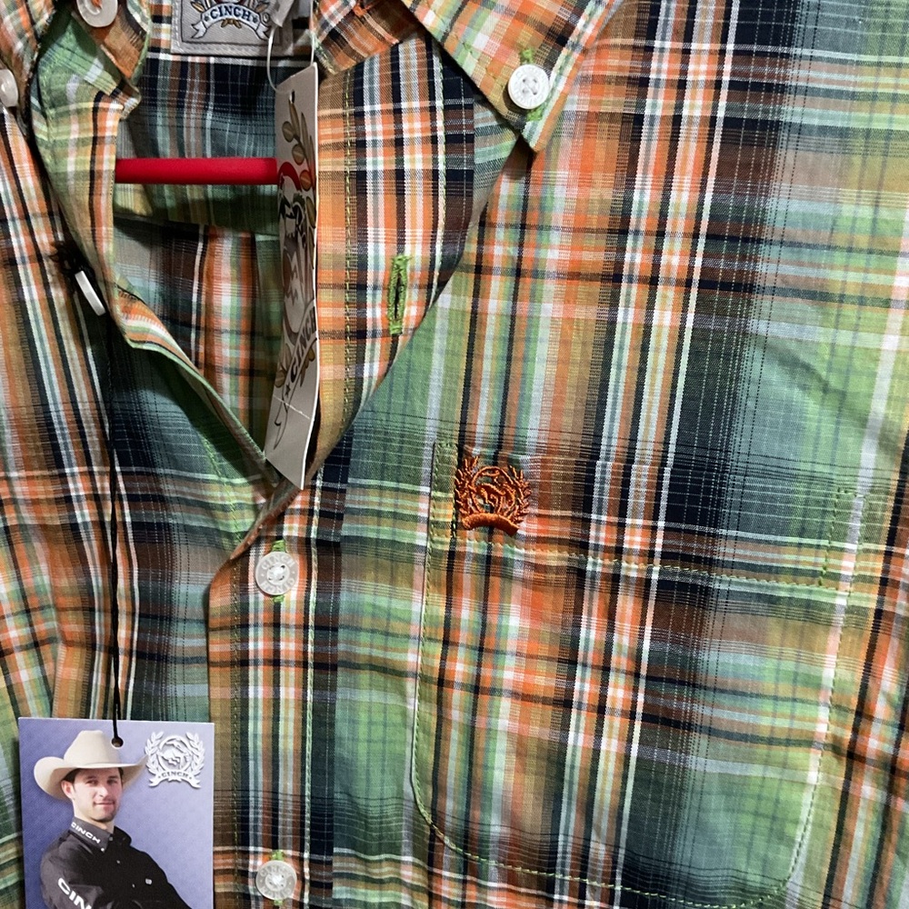 NWT Cinch plaid multicolor western button down shirt Large